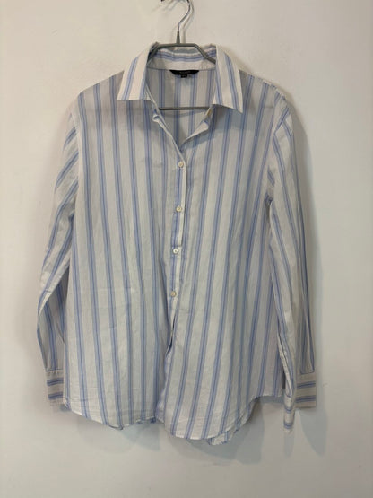 MASSIMO DUTTI. Camisa blanca rayas azules