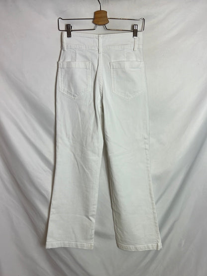 MASSCOB. Pantalón blanco pata ancha bolsillos. T 34