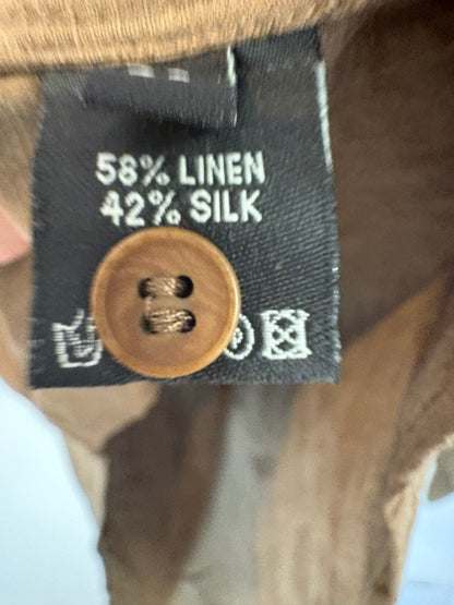 CORTANA. Camisa marrón lino y seda. T 38