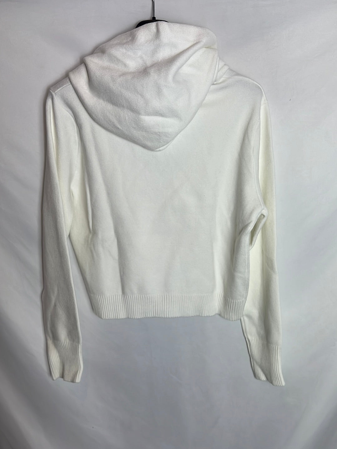 ZARA. Jersey blanco capucha detalle. T L (s/m)