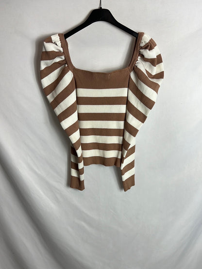 MOCHY. Top rayas mangas abullonadas TU(xs)