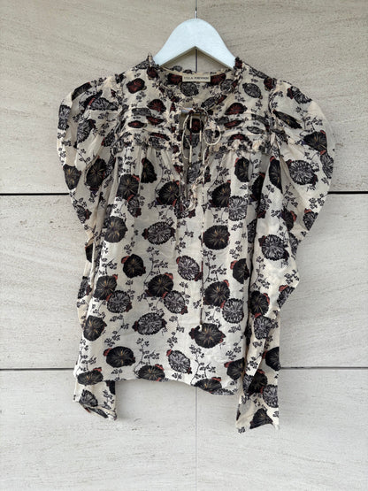 ULLA JOHNSON. Blusa estampada detalle manga