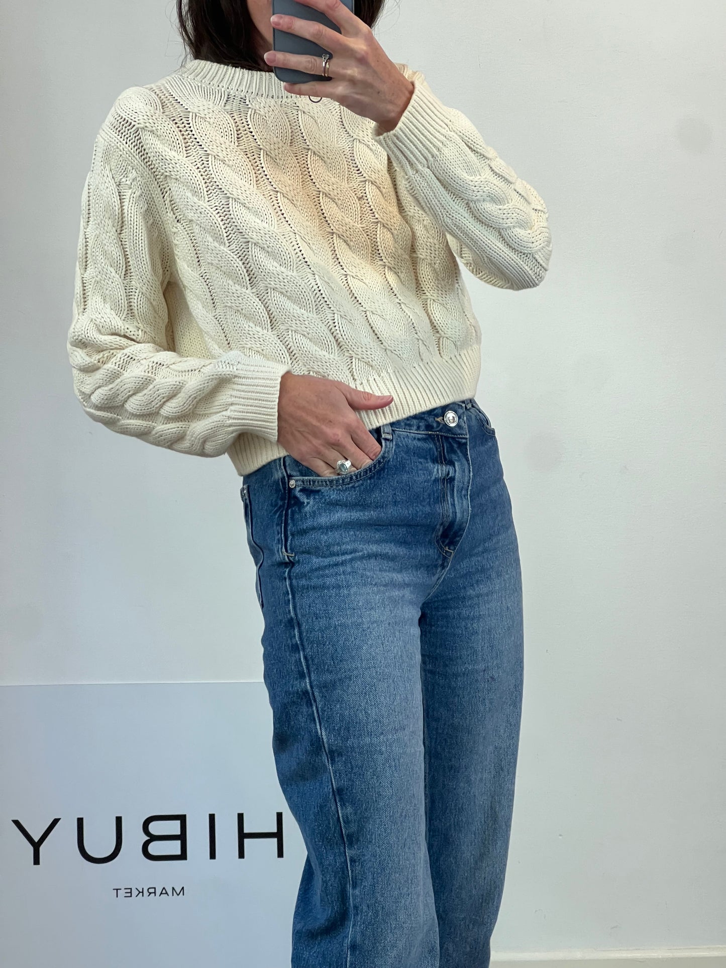 MASSIMO DUTTI. Jersey beige algodón ochos