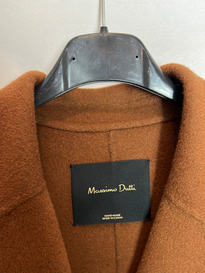 MASSIMO DUTTI. Chaqueta lana marrón crop. T XS