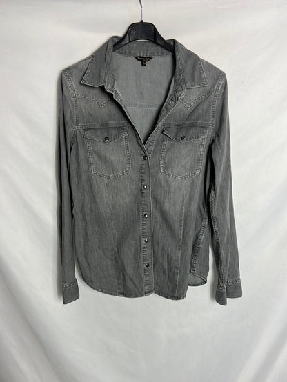 MASSIMO DUTTI. Camisa denim gris. T L
