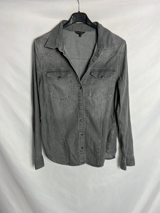 MASSIMO DUTTI. Camisa denim gris. T L