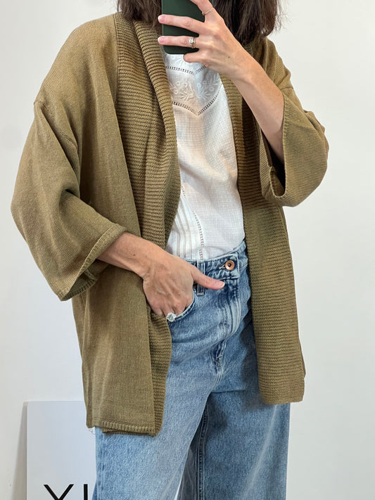 EL CORTE INGLÉS. Cárdigan punto caqui T.s