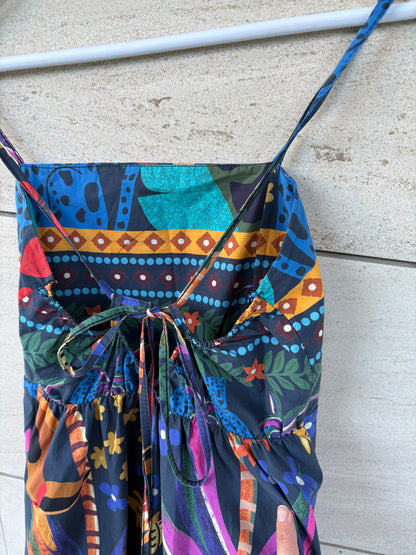 OTRAS. Vestido midi estampado tropical. T S/M