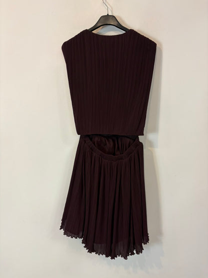 MAJE. Vestido corto abertura marrón oscuro
