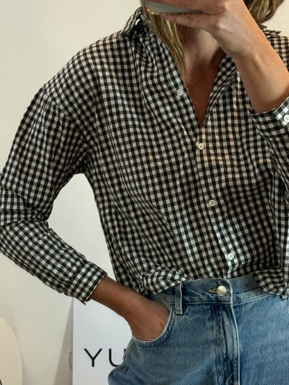 MASSIMO DUTTI. Camisa vichy marrón