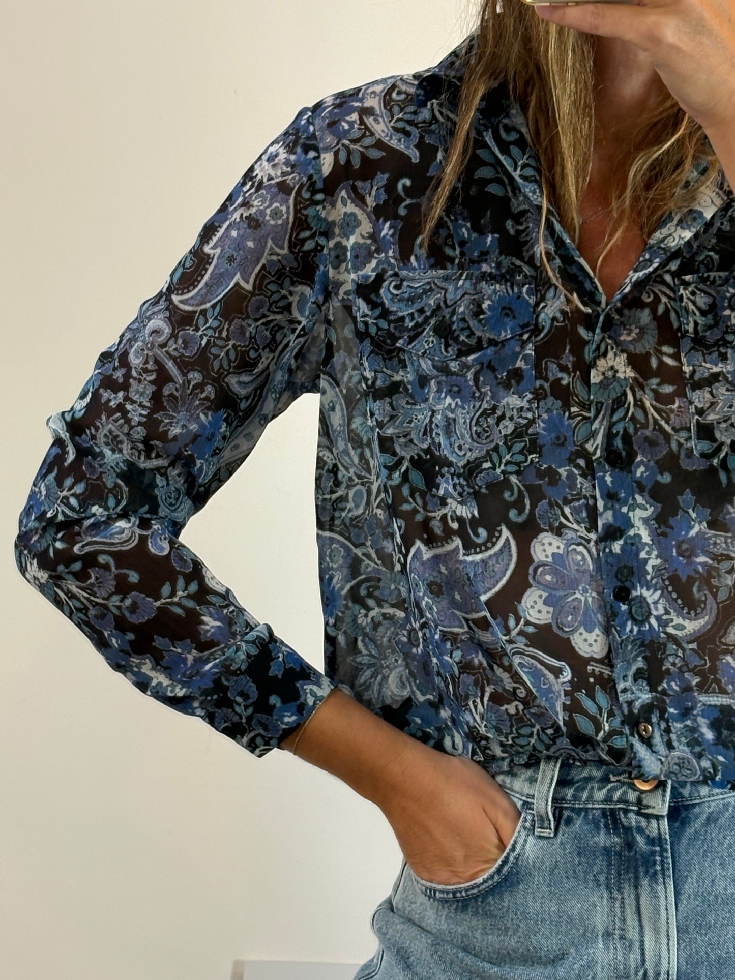 THE KOOPLES. Blusa fluida estampada azules