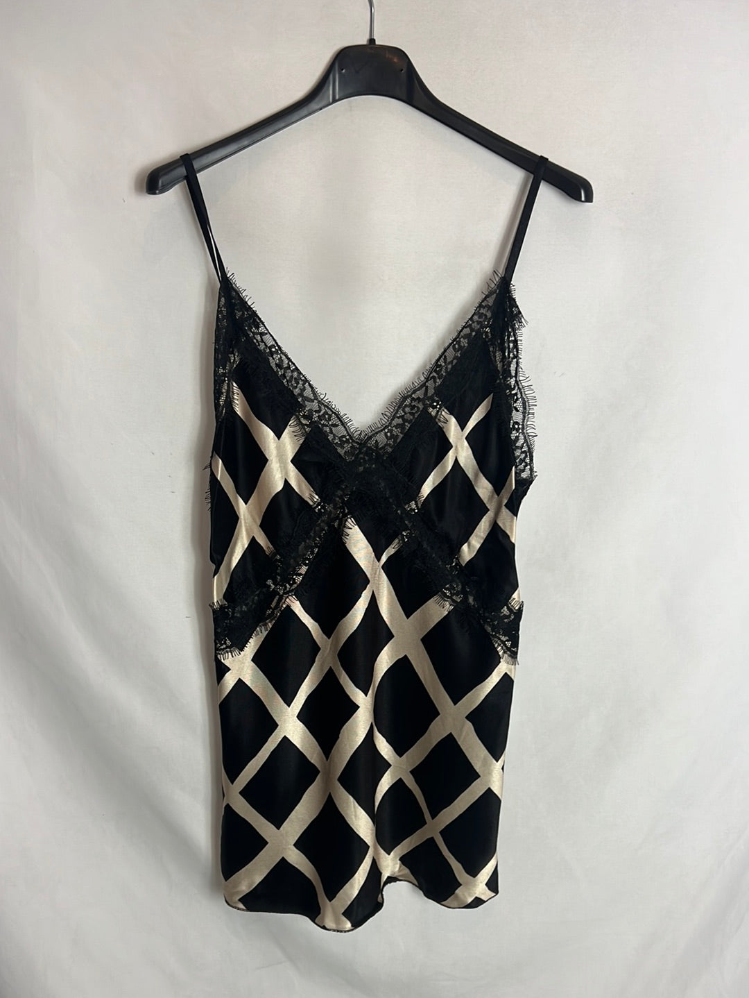 OTHER. Black geometric print lingerie top. TM