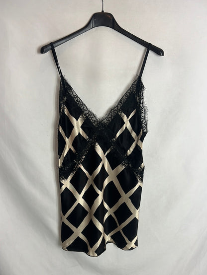 OTHER. Black geometric print lingerie top. TM