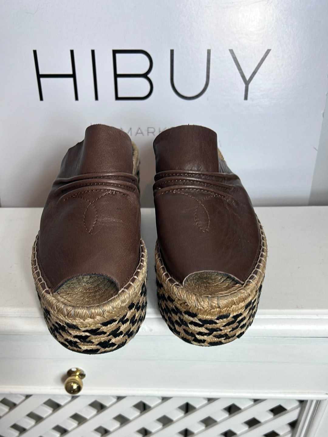 DOROTHE SCHUMACHER. Sandalia plataforma esparto y piel. T 39