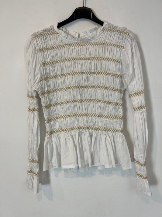 OTRAS. Blusa blanca nido abeja T.s