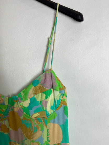 STRADIVARIUS. Vestido midi flores apertura. T M