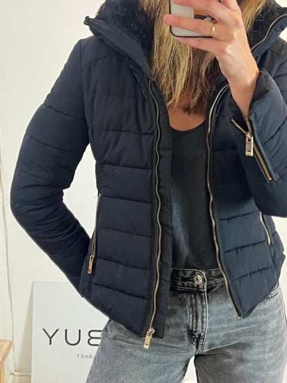 ZARA. Plumas azul capucha extraíble. T M