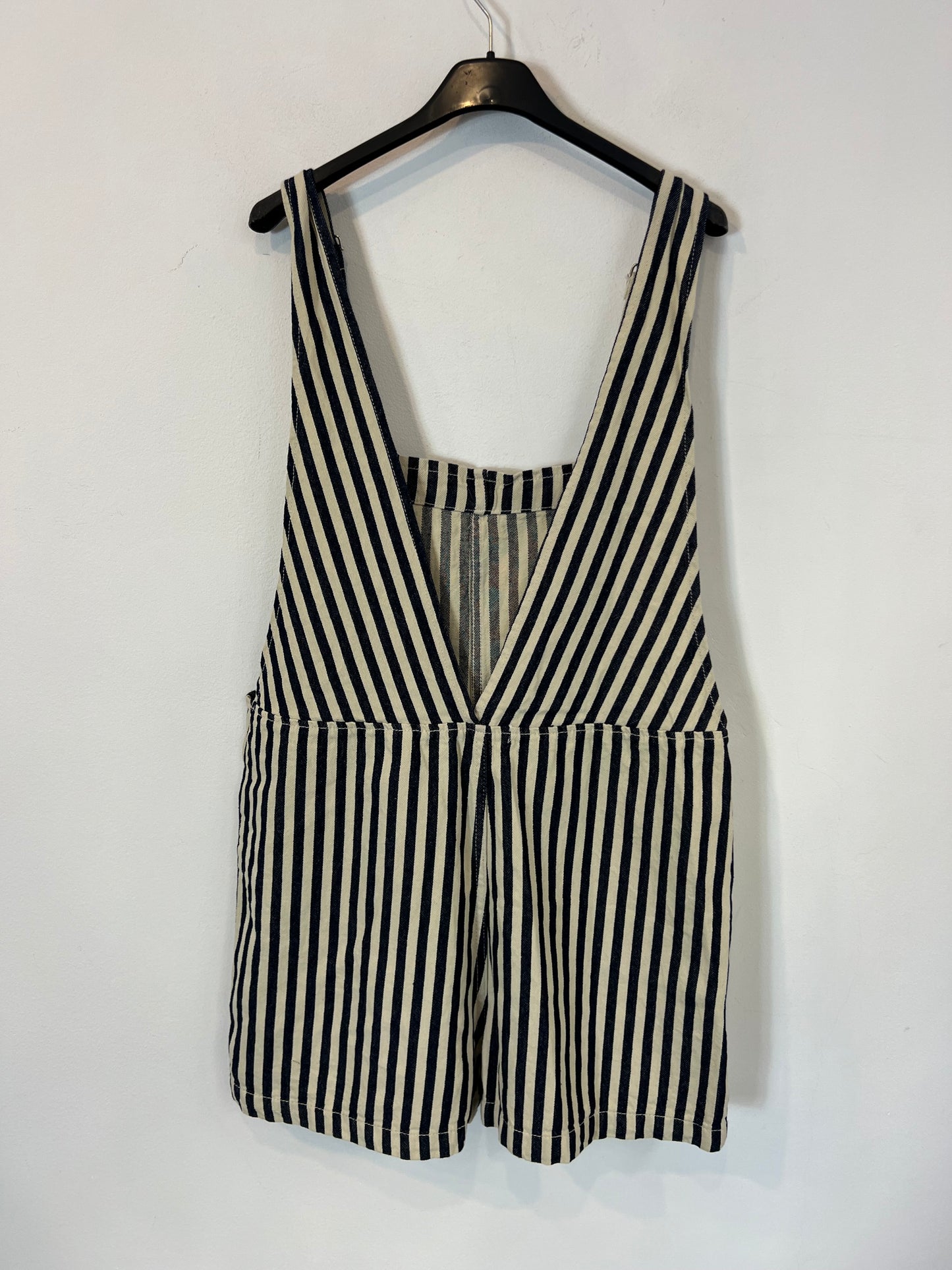 PULL&amp;BEAR. Blue striped cotton short jumpsuit. TM