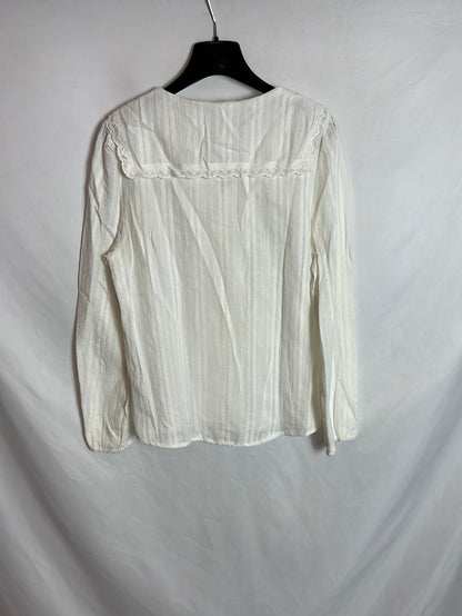 ZARA. Camisa blanca bordada   T 13.14 años (S)