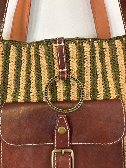 Bolso maxi rafia con piel