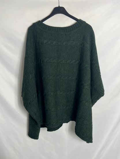 ZARA. Poncho verde Ochoa bolsillos. T M