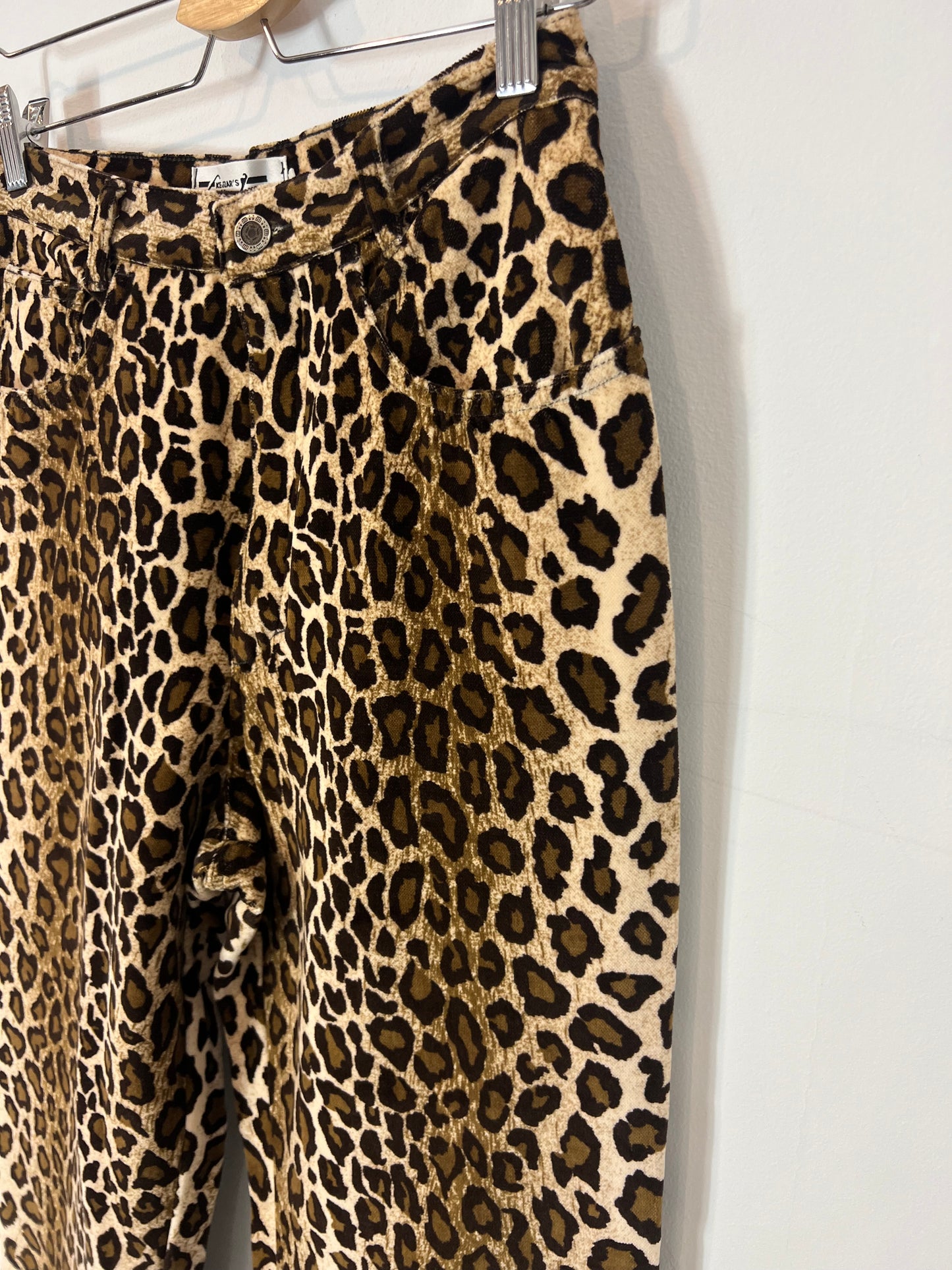 COTTON LINE. Textured animal print trousers. Size 31 (38)