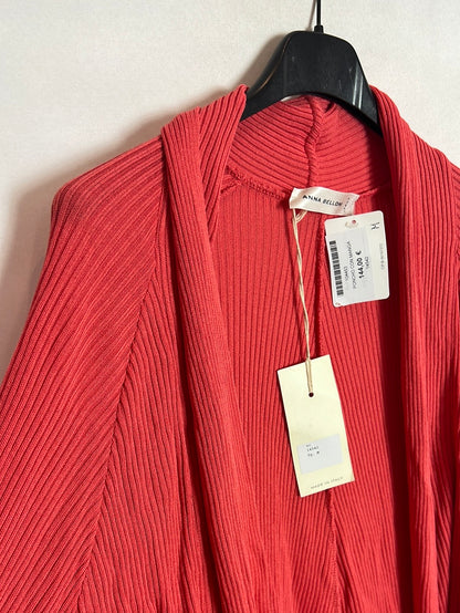 ANNA BELLONI. Fluid cape-effect ribbed cardigan. TM