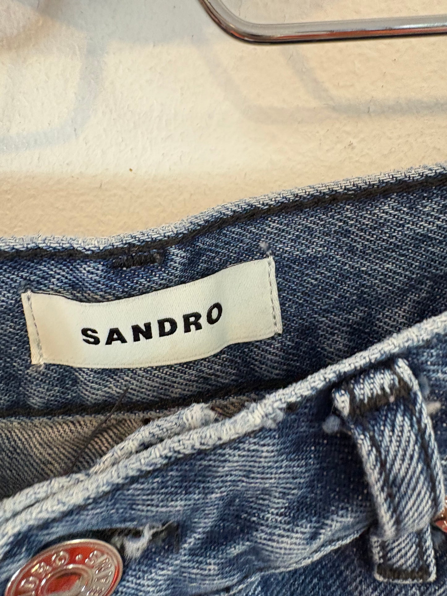 SANDRO. Denim recto doble cintura. T 36