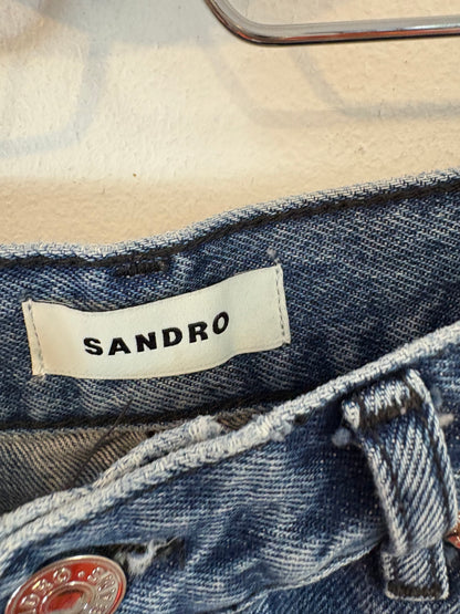 SANDRO. Denim recto doble cintura. T 36