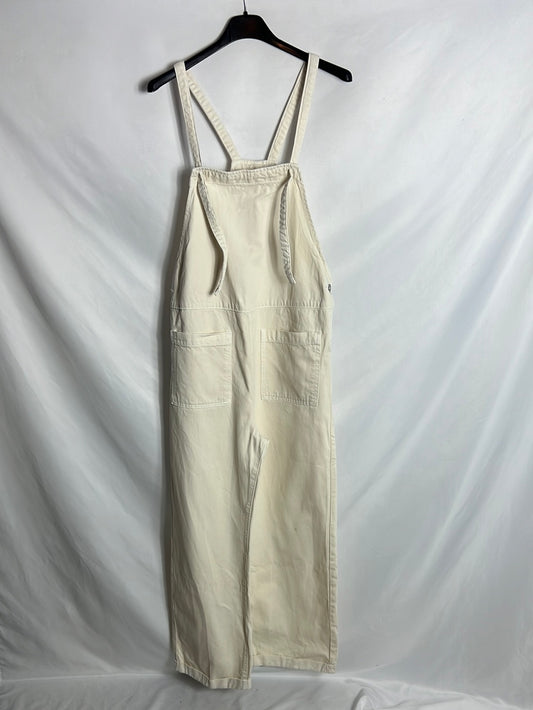 MANGO. Beige maternity dungarees S.xs