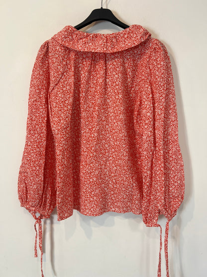 TRIANA BY C. Blusa roja flores cuello volante T.s