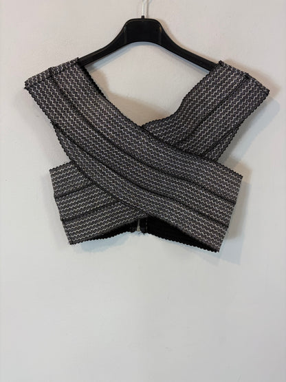 OTRAS. Crop top elástico hilos plateado. T S/M