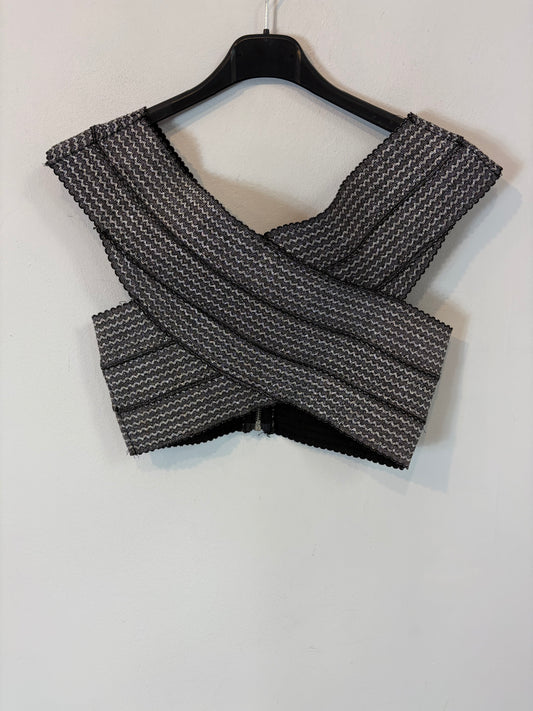 OTRAS. Crop top elástico hilos plateado. T S/M
