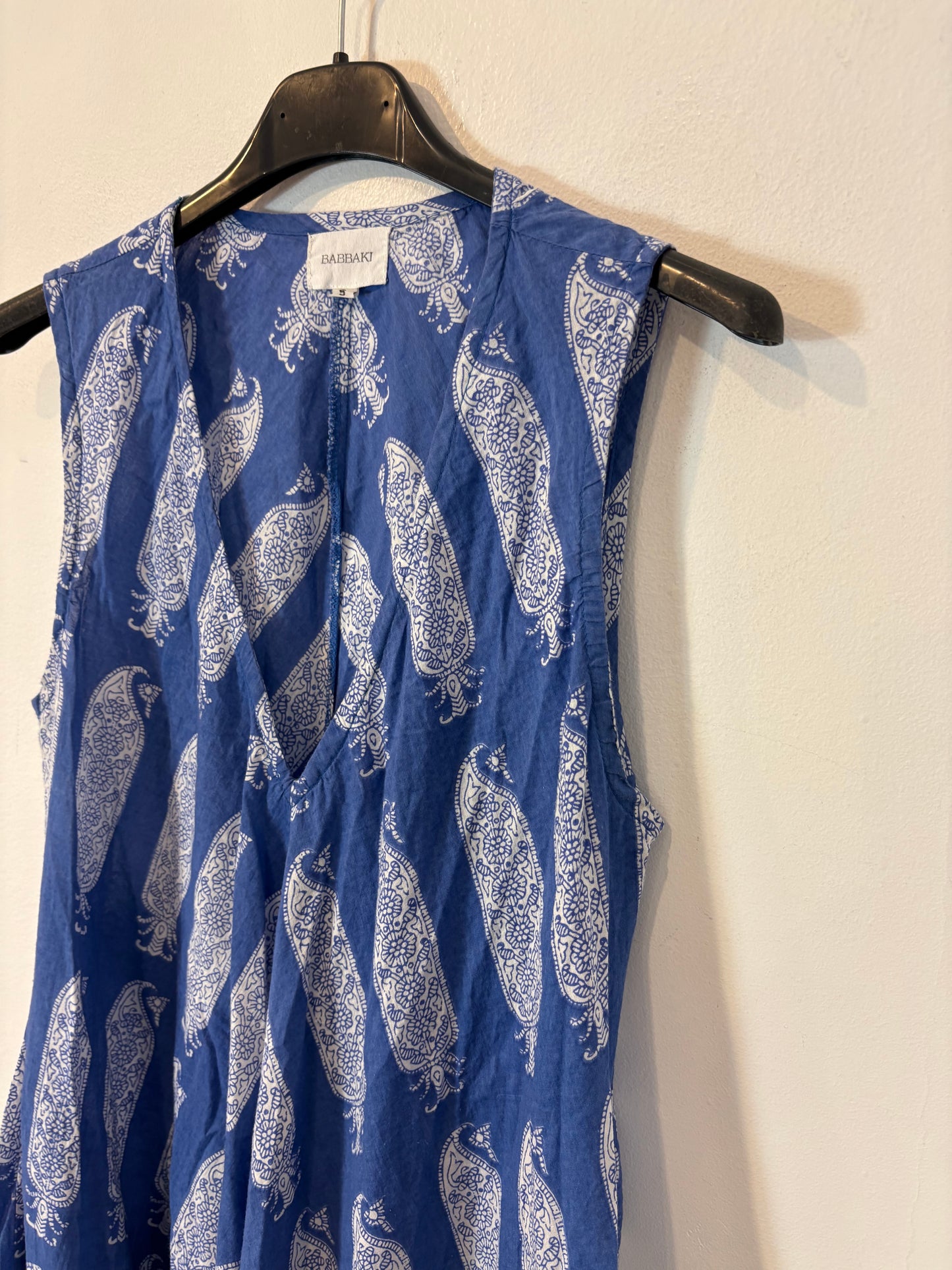 BABBAKI. Vestido largo azul estampado. T S