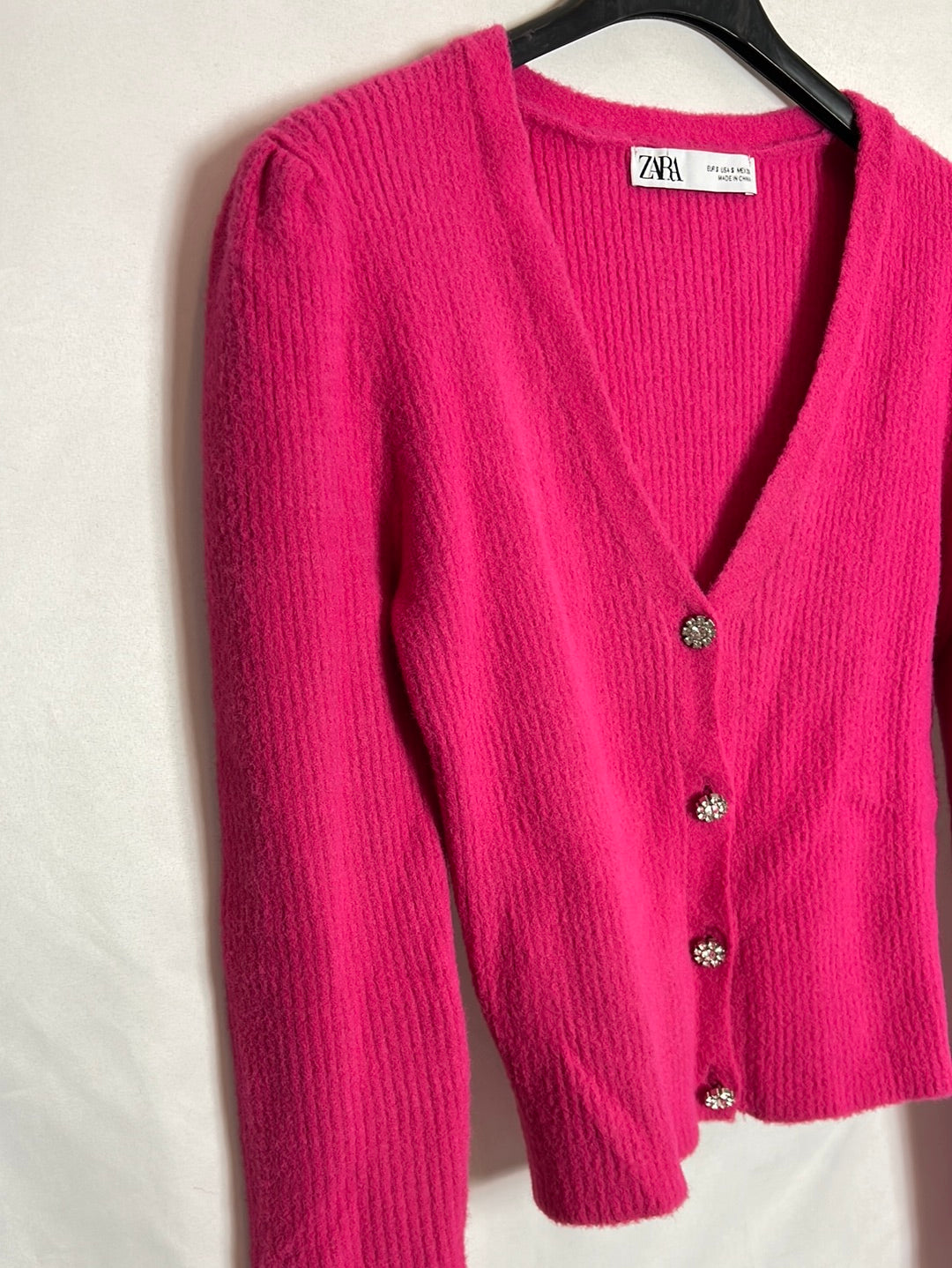 ZARA. Jersey rosa botones joya T.s