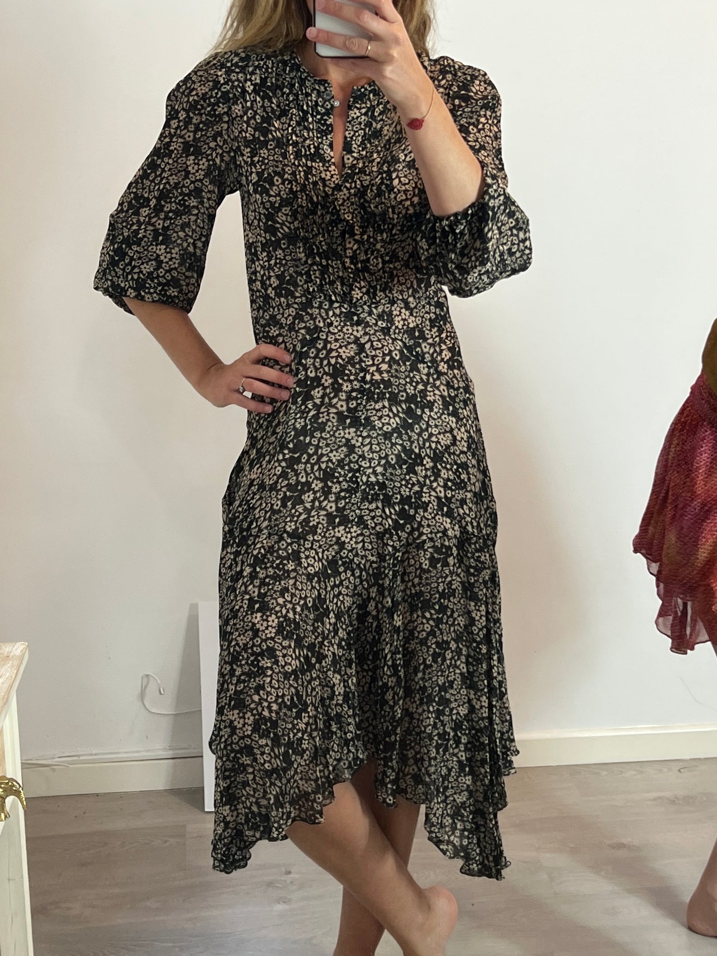 ISABEL MARANT. Asymmetrical floral dress. Size 36