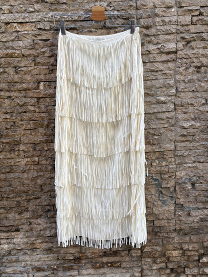 ZARA. Falda larga flecos
