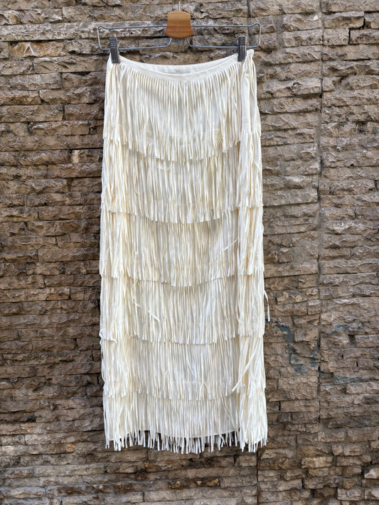 ZARA. Falda larga flecos