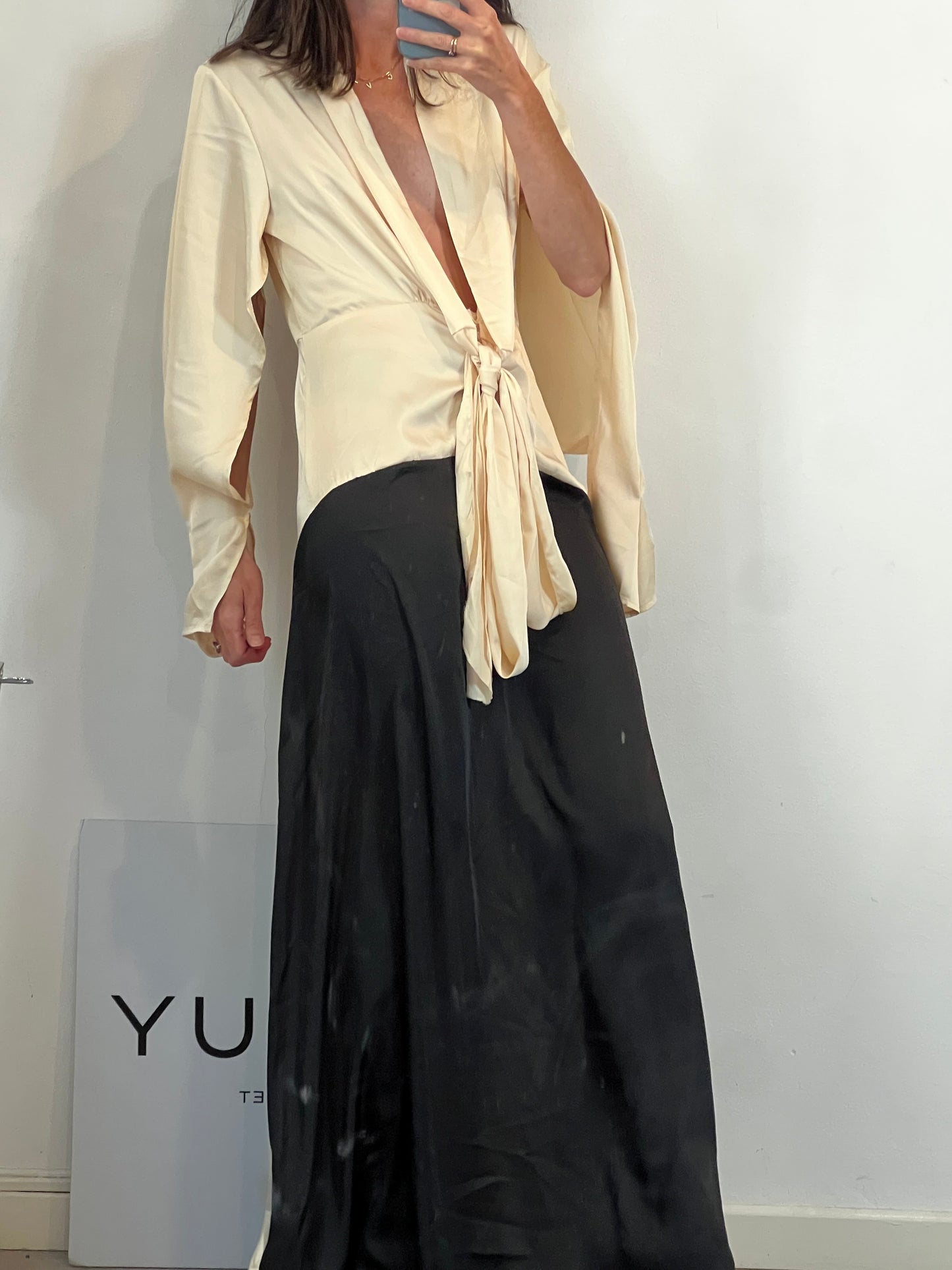 INNOVARE DENIM. Maxi vestido bicolor
