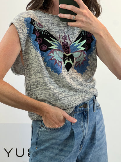 ZADIG&VOLTAIRE. Top gris estampado brillo T.s