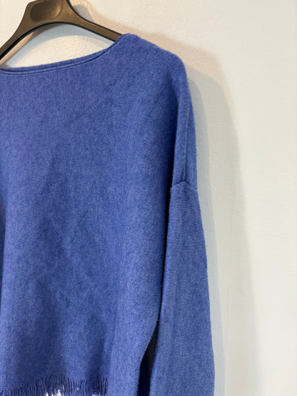 OTHERS. Heathered blue fringed sweater. TS/M
