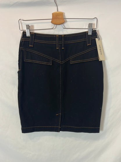 BA&SH. Falda denim negra costuras T.s