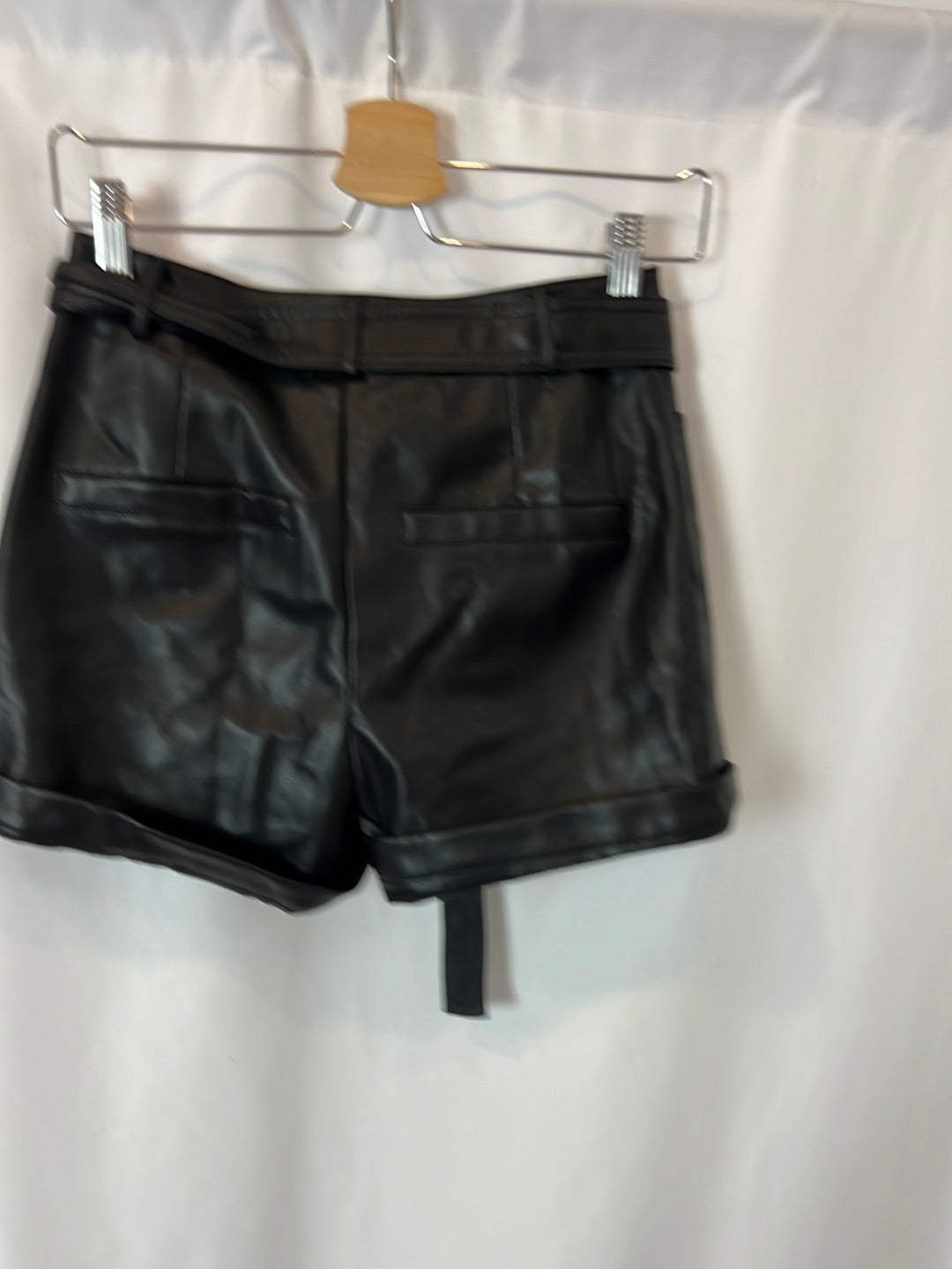 VILA. Black faux leather trousers, size 34