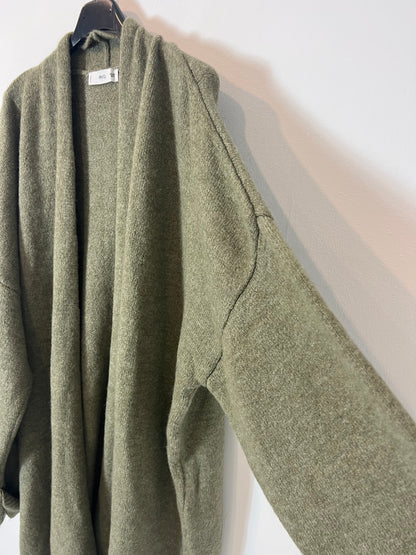 MANGO. Cárdigan verde troquelado T.m