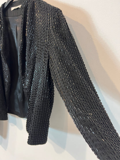 MANGO. Chaqueta negra abalorios T.m