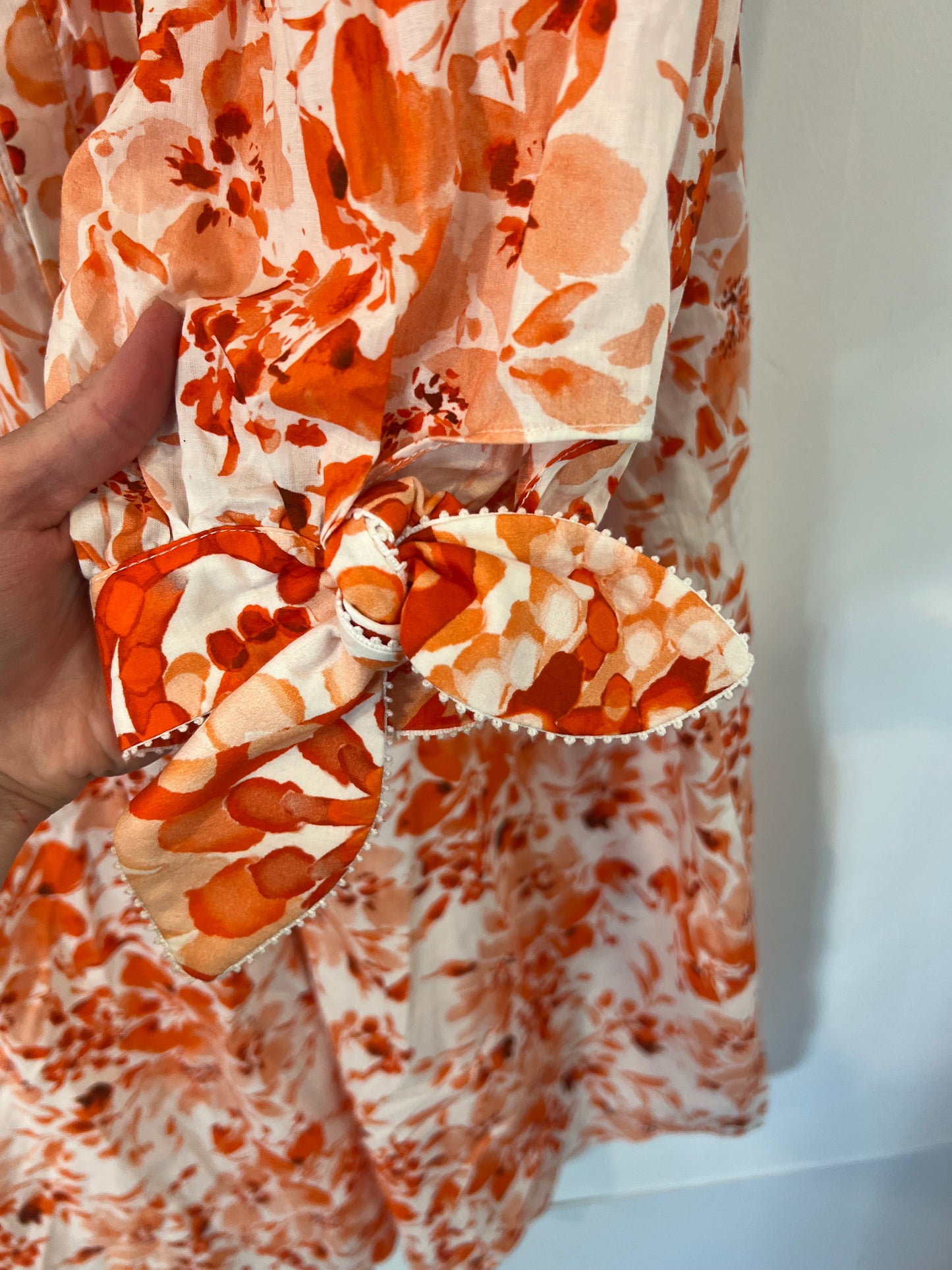 PAOLINA. Vestido camisero flores naranjas Tu(s/m)