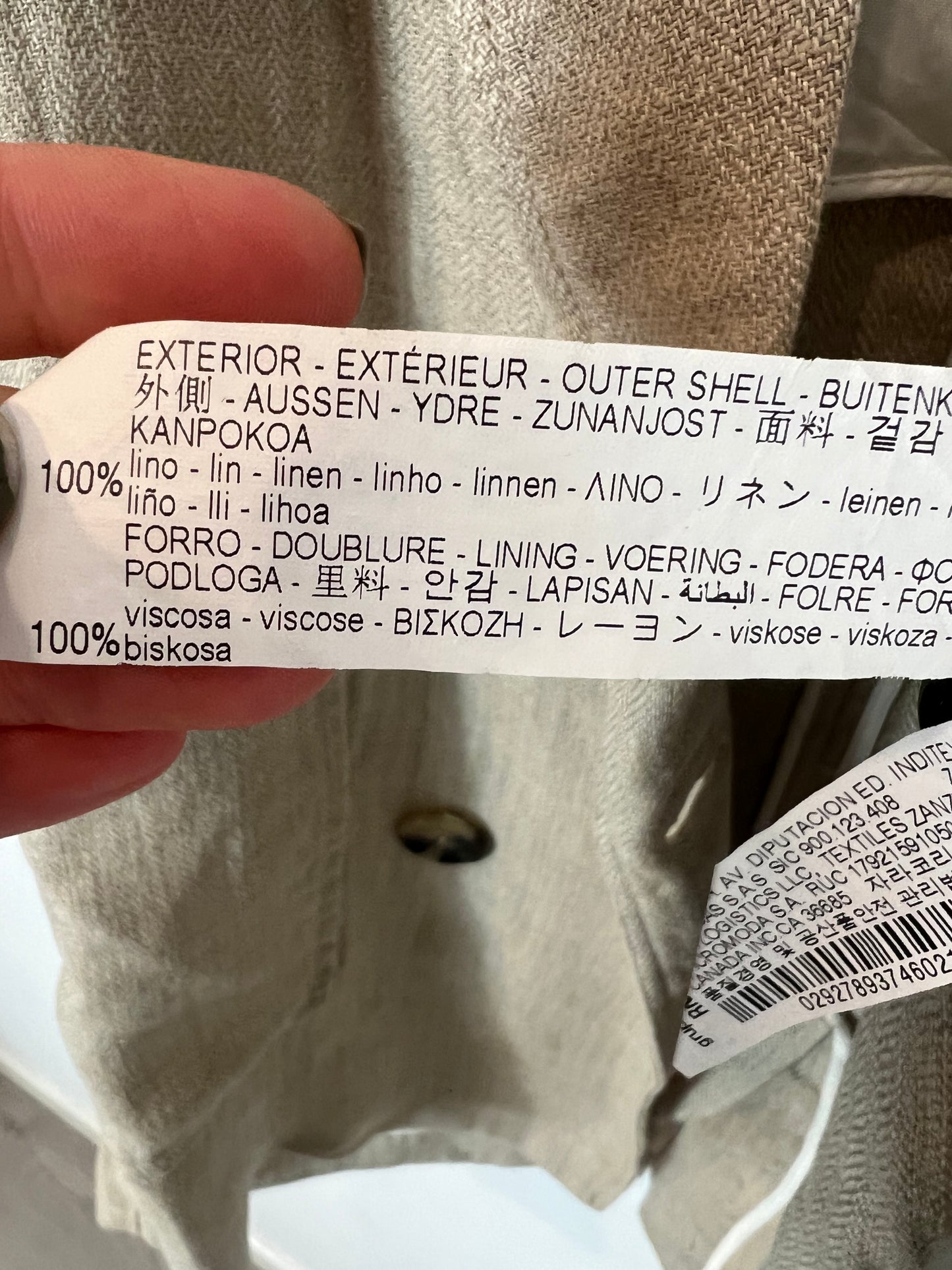 ZARA. Chaqueta larga lino beige. T S