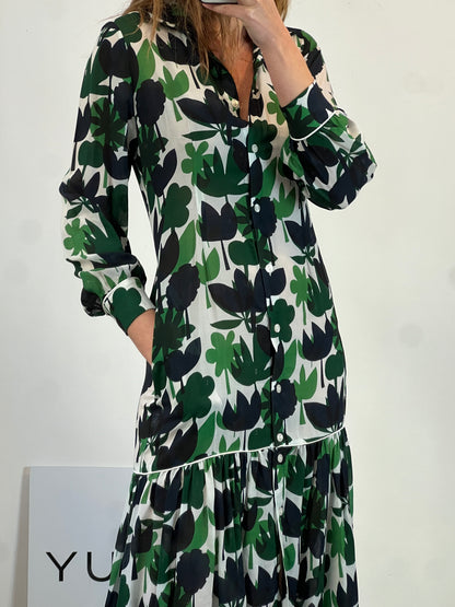 CRISTINA BEAUTIFUL LIFE. Vestido largo estampado fluido. T M