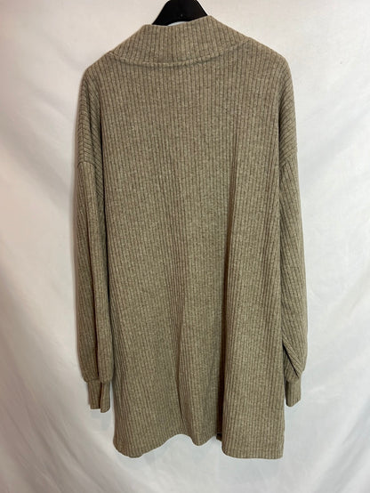 YSABEL MORA. Beige ribbed cardigan. TL