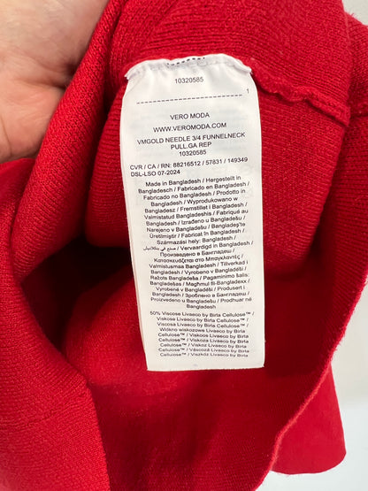 VERO MODA. Jersey rojo cuello perkins T.xs